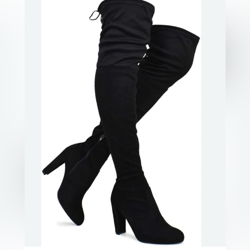 Lulu's Sleek Black Over-the-Knee Boots